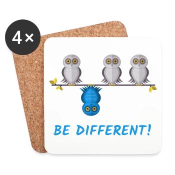 Be Different Owls Rebell Anarchy Unique - Dessous de verre (lot de 4) - blanc - Devant
