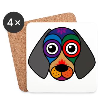 Hypnosis dog in a trance - Coasters (set of 4) - white - Front