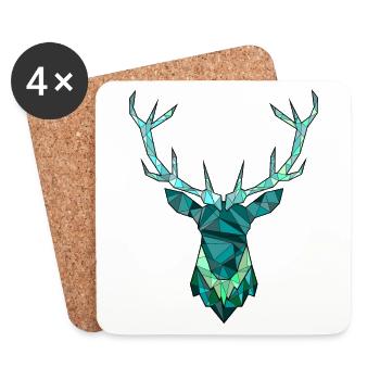 Cerf Hipster bleu - Dessous de verre (lot de 4) - blanc - Devant