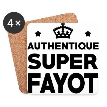 Fayot / Fayote / Humour / Prof / Ecole / Patron - Dessous de verre (lot de 4) - blanc - Devant