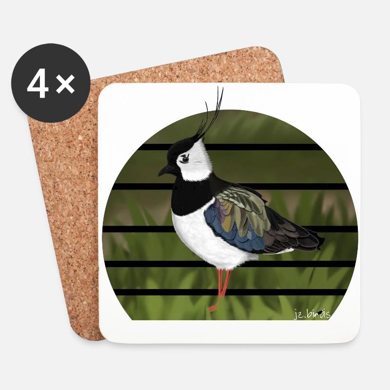jz.birds Kiebitz Vogel Design - Untersetzer (4er-Set) - Weiß
