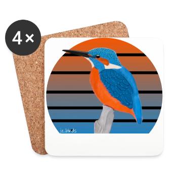 jz.birds Eisvogel Vogel Design - Untersetzer (4er-Set) - Weiß - Vorne