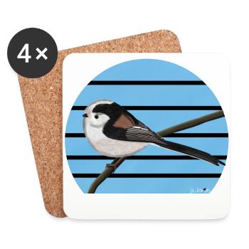 jz.birds long-tailed bird design - Coasters (set of 4) - white - Front