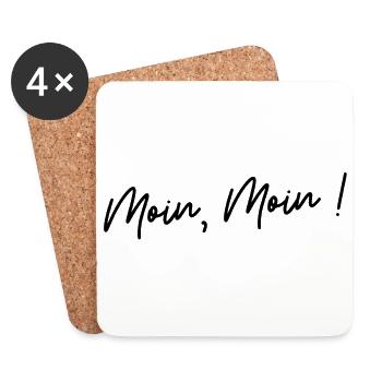 Moin, Moin! Nordischer Gruß Hafen (Geschenkidee) - Untersetzer (4er-Set) - Weiß - Vorne