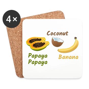 Papaya Coconut Banana Banana Coconut - Coasters (set of 4) - white - Front