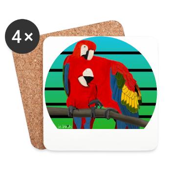 jz.birds Papagei Vogel Design - Untersetzer (4er-Set) - Weiß - Vorne