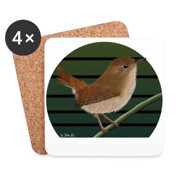 jz.birds Wren Bird Design - Coasters (set of 4) - white - Front