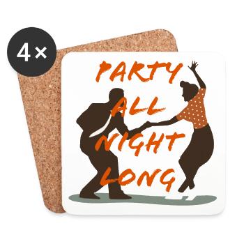 Party all night long - Dessous de verre (lot de 4) - blanc - Devant