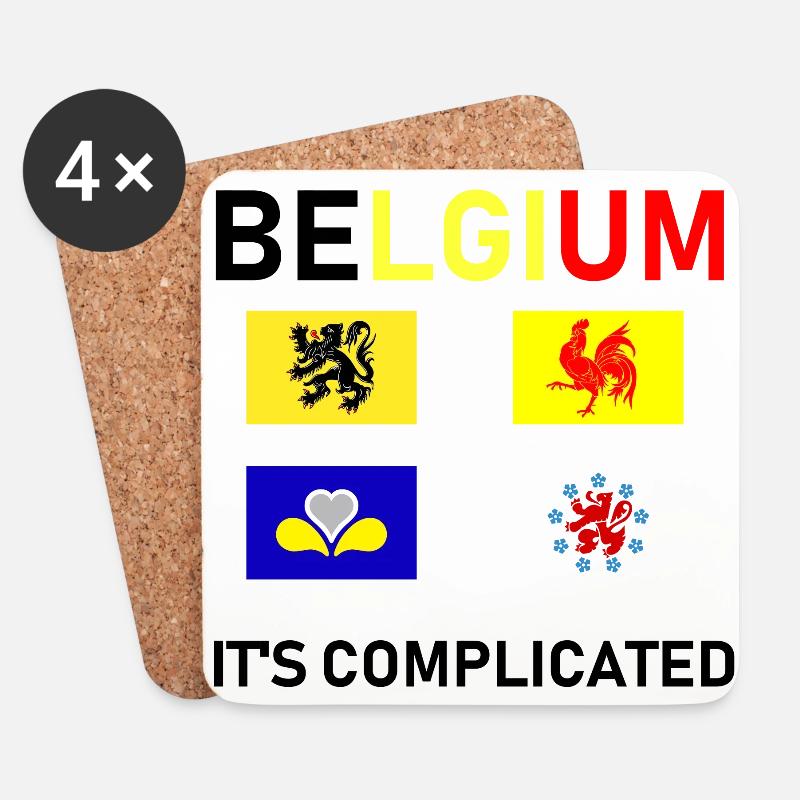Belgique, c'est compliqué - Dessous de verre (lot de 4) - blanc