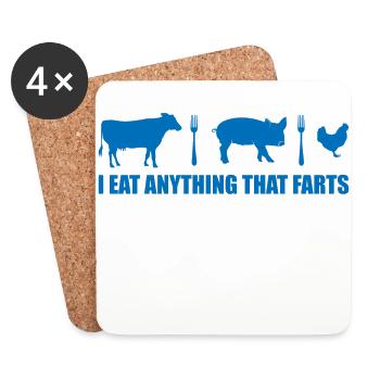 I Eat Anything That Farts Anti Vegan Funny T-Shirt - Untersetzer (4er-Set) - Weiß - Vorne