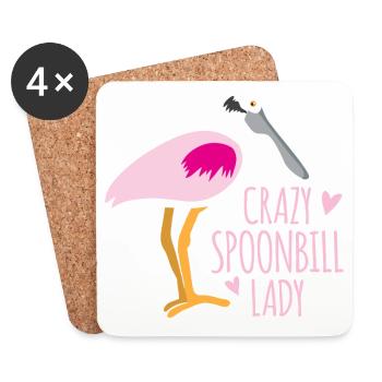 Crazy spoonbill bird lady - Coasters (set of 4) - white - Front