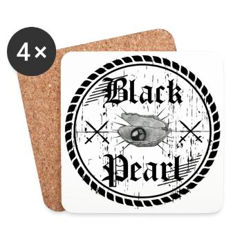 Pearl, perle, noir, noir, cadeau, idée cadeau, - Dessous de verre (lot de 4) - blanc - Devant