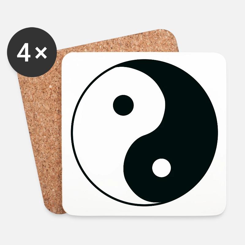 ying yang Schwarz und Weiß auf und ab - Untersetzer (4er-Set) - Weiß