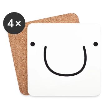 Goofy cute smiling face - Coasters (set of 4) - white - Front