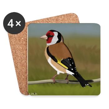 jz.birds Stieglitz Vogel Design - Untersetzer (4er-Set) - Weiß - Vorne