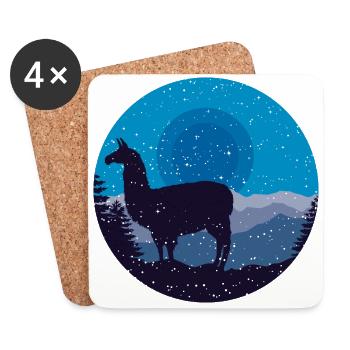 Llama in the moonlight - Coasters (set of 4) - white - Front