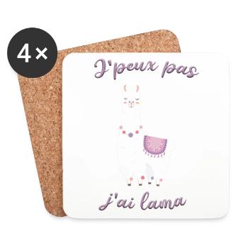 Je peux pas j'ai lama - Dessous de verre (lot de 4) - blanc - Devant