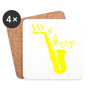 SAX IN DER STADT! - Untersetzer (4er-Set) - Weiß - Vorne