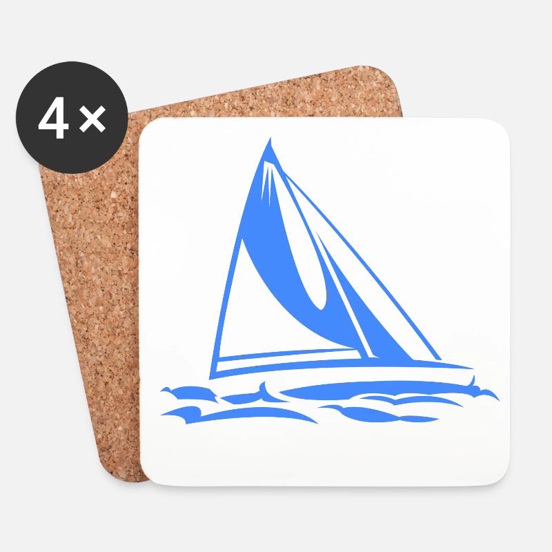 Segelboot - Untersetzer (4er-Set) - Weiß