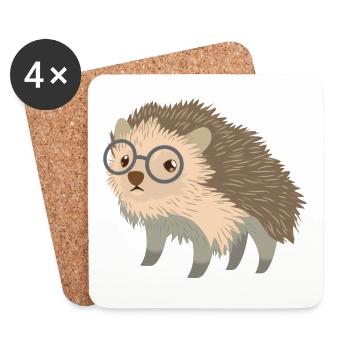niedlicher geeky kleiner Igel in den Gläsern - Untersetzer (4er-Set) - Weiß - Vorne