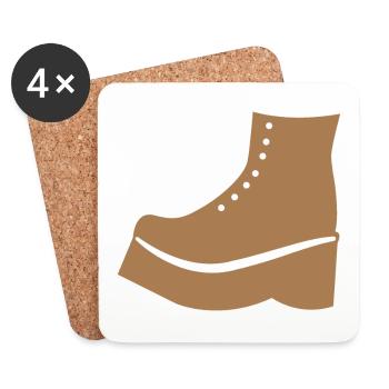 Brown Boot Schuh - Untersetzer (4er-Set) - Weiß - Vorne