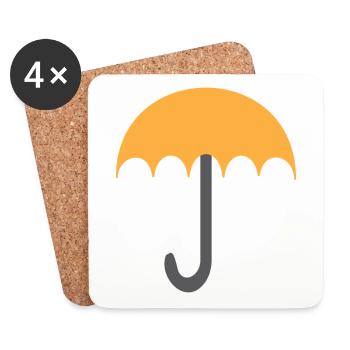 Parapluie orange et gris - Dessous de verre (lot de 4) - blanc - Devant