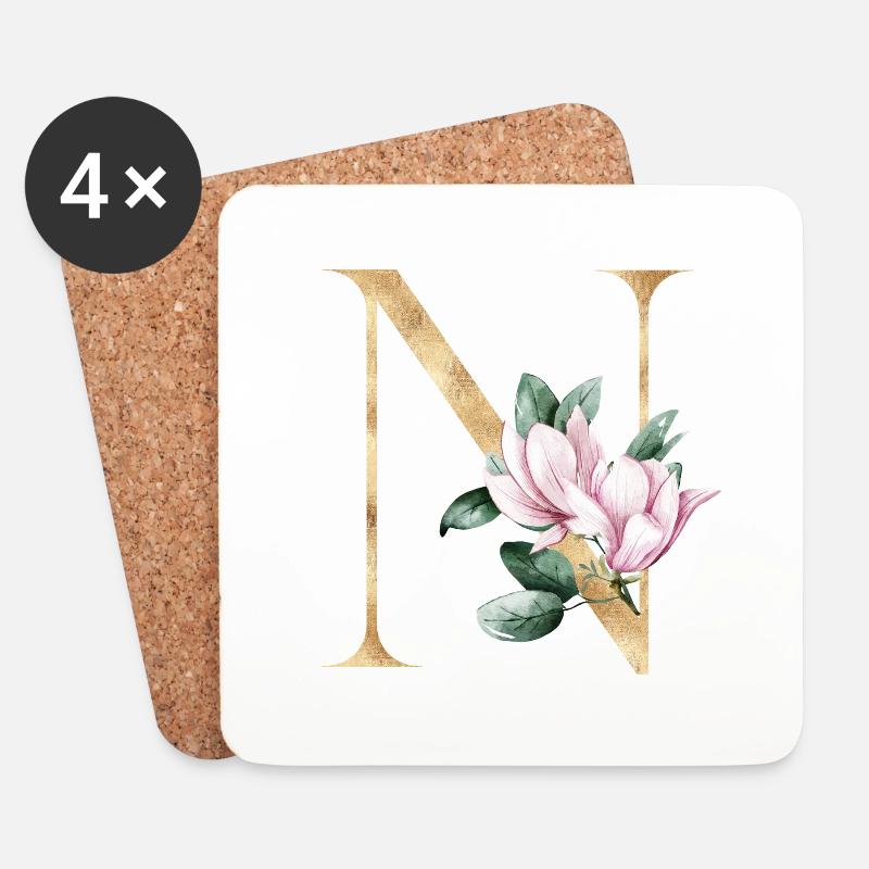 Alphabet N - Untersetzer (4er-Set) - Weiß