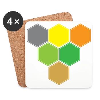 Hexagons gegen Sieg - Untersetzer (4er-Set) - Weiß - Vorne