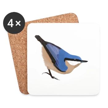 jz.birds nuthatch bird design - Coasters (set of 4) - white - Front