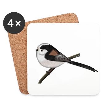 jz.birds long-tailed tit bird design - Coasters (set of 4) - white - Front