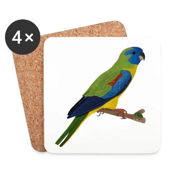 jz.birds Sittich Vogel Design - Untersetzer (4er-Set) - Weiß - Vorne