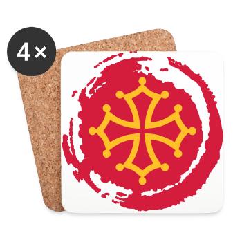 croix occitane 02 - Dessous de verre (lot de 4) - blanc - Devant