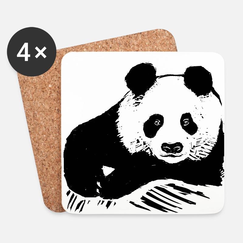 Panda - Untersetzer (4er-Set) - Weiß