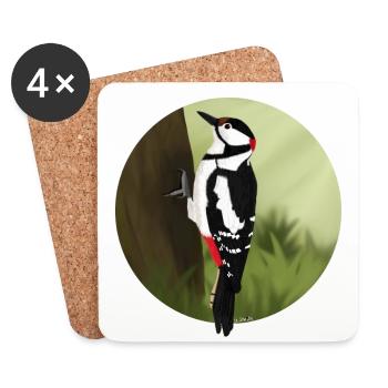 jz.birds illustration de conception oiseau pic - Dessous de verre (lot de 4) - blanc - Devant
