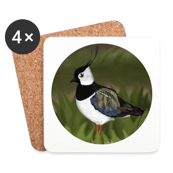 jz.birds Lapwing Bird Design Illustration - Coasters (set of 4) - white - Front