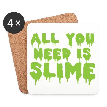 Tout ce dont vous avez besoin, c'est du slime! en vert gluant gluant texte - Dessous de verre (lot de 4) - blanc - Devant