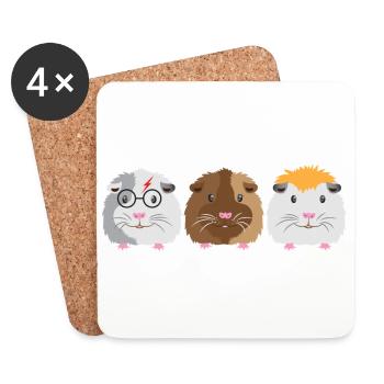 Drei kleine Meerschweinchen - Untersetzer (4er-Set) - Weiß - Vorne
