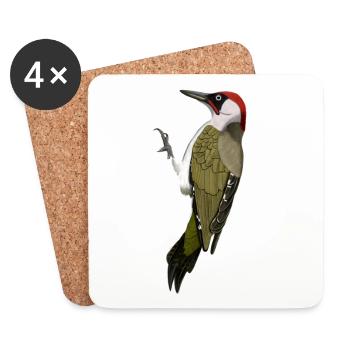 jz.birds Green Woodpix Illustration Illustration - Dessous de verre (lot de 4) - blanc - Devant