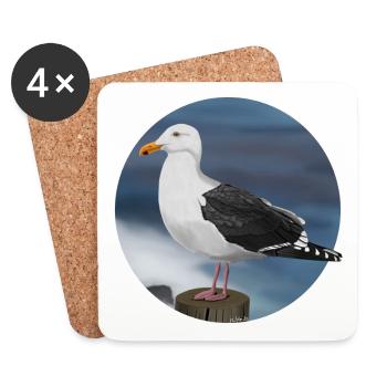 jz.birds Möwe Vogel Design Illustration - Untersetzer (4er-Set) - Weiß - Vorne