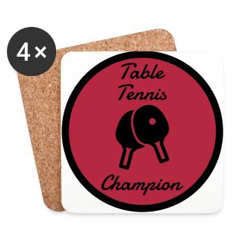 Table Tennis - Ping Pong - Sport - Racket - Ball - Coasters (set of 4) - white - Front