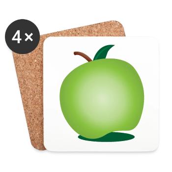 green apple tilted with a shadow - Coasters (set of 4) - white - Front