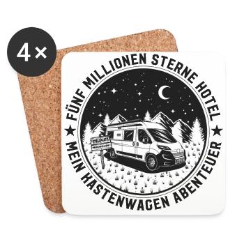5 Millionen Sterne Hotel Kastenwagen III - Untersetzer (4er-Set) - Weiß - Vorne