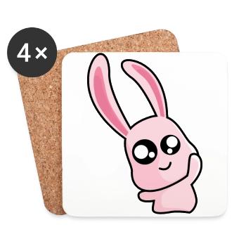 Funny pink bunny - Coasters (set of 4) - white - Front