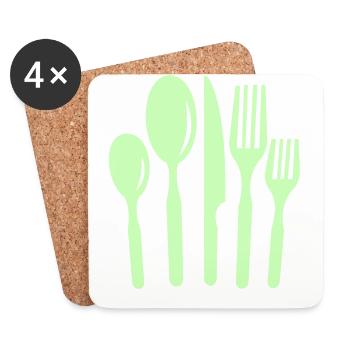 kitchen Cutlery - Coasters (set of 4) - white - Front