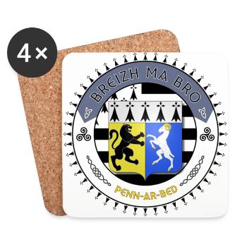 Logo Breizh ma bro blason Finistère - Dessous de verre (lot de 4) - blanc - Devant