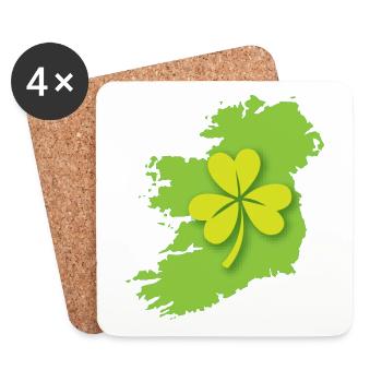 Ireland Irish map with shamrock - Coasters (set of 4) - white - Front