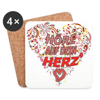 Höre auf Dein HERZ - Untersetzer (4er-Set) - Weiß - Vorne