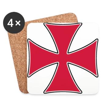 Croix des Templiers - Dessous de verre (lot de 4) - blanc - Devant