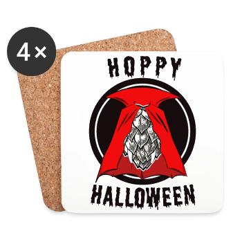 Hoppy (Happy) Halloween Pun Wortspiel Bier Hopfen - Untersetzer (4er-Set) - Weiß - Vorne