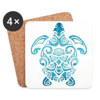 Maori Tortoise Honu Art Tribal Tattoo Gift - Coasters (set of 4) - white - Front